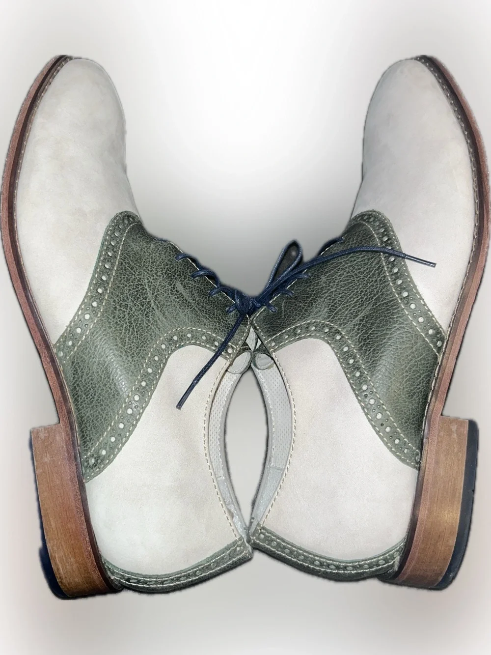 Cole Haan Air Colton Gray Green Saddle Oxford Brogue Nubuck Leather Shoes 13